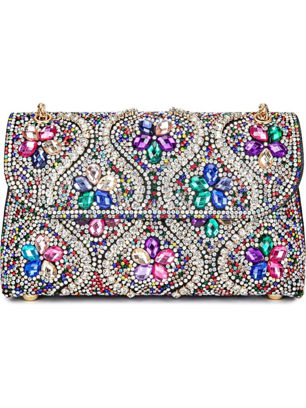 〽️Women's Colorful Flower Crystals Rhinestone Chain Strap Square Shoulder Clutch